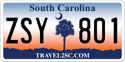 SC license plate ZSY801