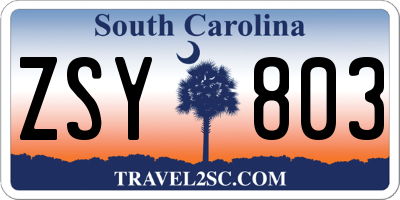 SC license plate ZSY803