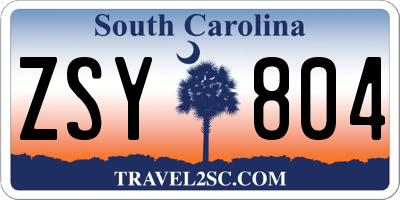 SC license plate ZSY804