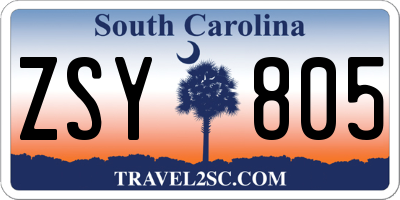 SC license plate ZSY805