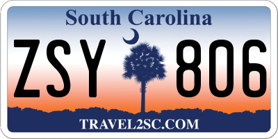SC license plate ZSY806