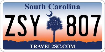 SC license plate ZSY807
