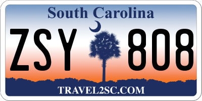 SC license plate ZSY808