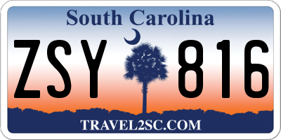 SC license plate ZSY816