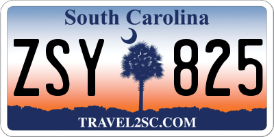 SC license plate ZSY825
