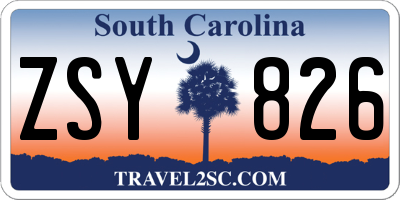 SC license plate ZSY826
