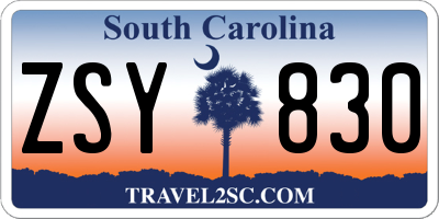 SC license plate ZSY830