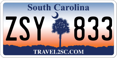 SC license plate ZSY833