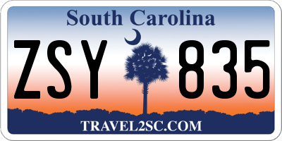 SC license plate ZSY835