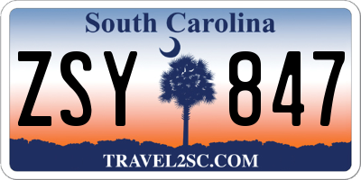 SC license plate ZSY847