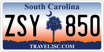 SC license plate ZSY850