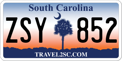 SC license plate ZSY852