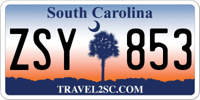 SC license plate ZSY853