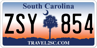 SC license plate ZSY854