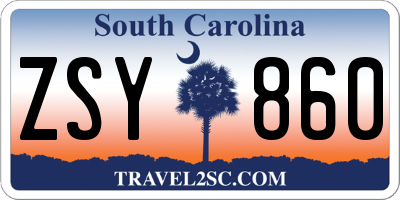 SC license plate ZSY860
