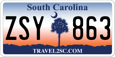 SC license plate ZSY863