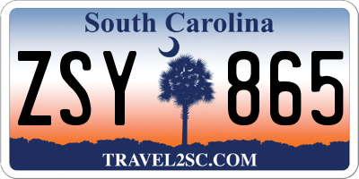 SC license plate ZSY865