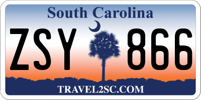 SC license plate ZSY866