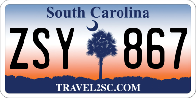SC license plate ZSY867