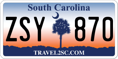 SC license plate ZSY870