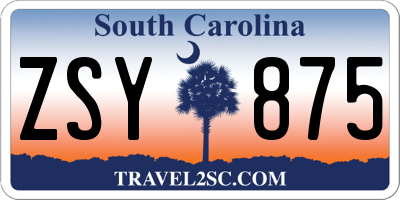 SC license plate ZSY875