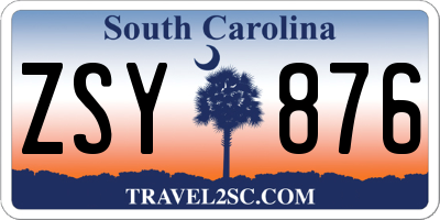 SC license plate ZSY876
