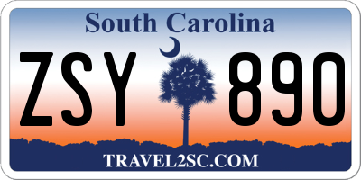 SC license plate ZSY890