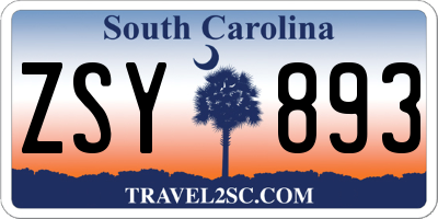 SC license plate ZSY893