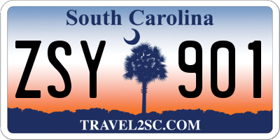 SC license plate ZSY901