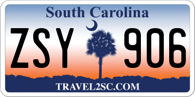 SC license plate ZSY906