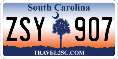 SC license plate ZSY907
