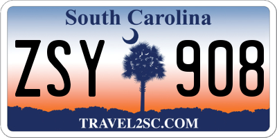 SC license plate ZSY908