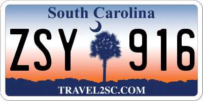 SC license plate ZSY916