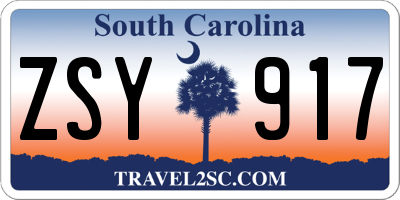 SC license plate ZSY917