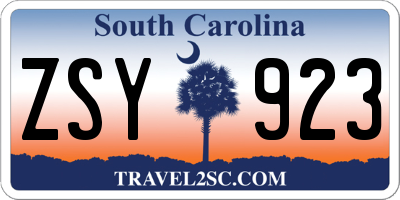 SC license plate ZSY923