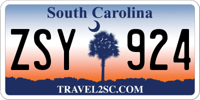 SC license plate ZSY924