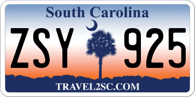 SC license plate ZSY925