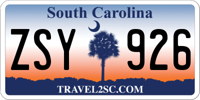 SC license plate ZSY926