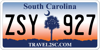 SC license plate ZSY927