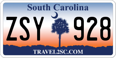 SC license plate ZSY928