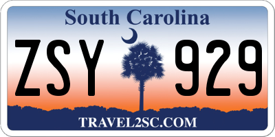 SC license plate ZSY929