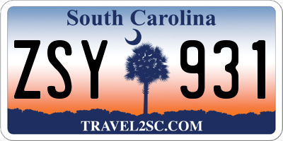 SC license plate ZSY931