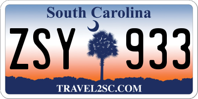 SC license plate ZSY933
