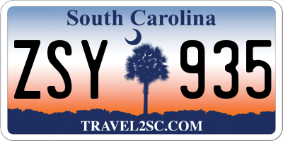 SC license plate ZSY935