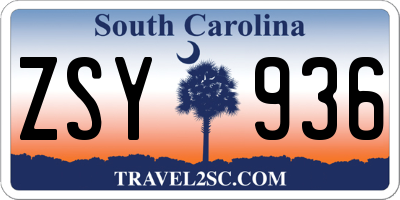 SC license plate ZSY936