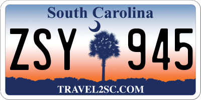 SC license plate ZSY945