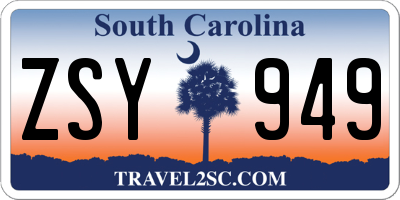 SC license plate ZSY949