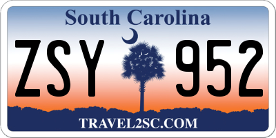 SC license plate ZSY952