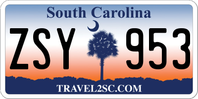 SC license plate ZSY953