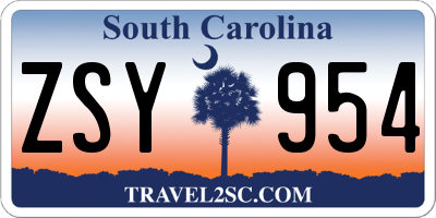 SC license plate ZSY954